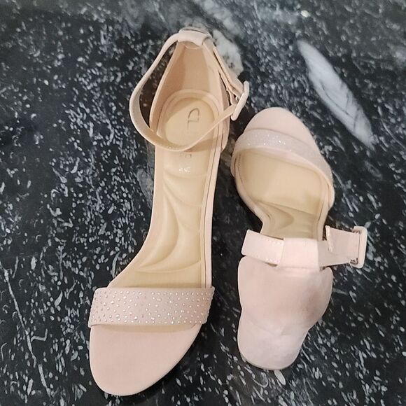 BRAND NEW CL BY LAUNDRY RHINESTONE ADJUSTABLE ANKLE STRAP BLOCK HEEL SANDAL - Picture 6 of 16